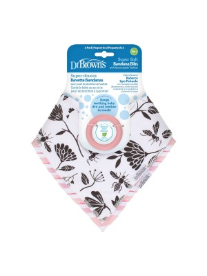 Babero Bandana Flores y raya 2 pack