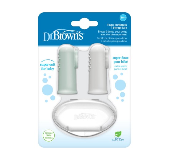 Cepillo Dental de Dedo Gris y verde 2 Pack