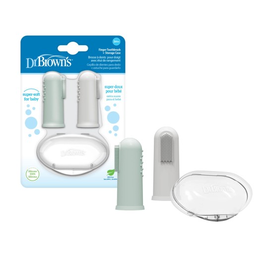 Cepillo Dental de Dedo Gris y verde 2 Pack