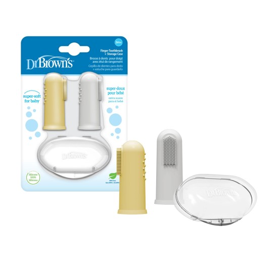 Cepillo Dental de Dedo Gris y amarillo 2 Pack