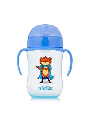 9onz Vasos entrenamiento pajilla con aladeras azul